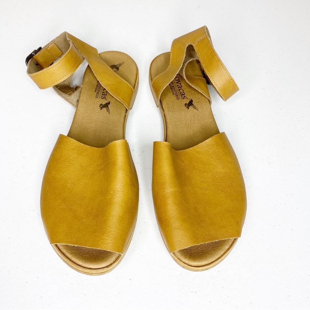 Novacas Leather Ankle Strap Sandals Tan Size 41